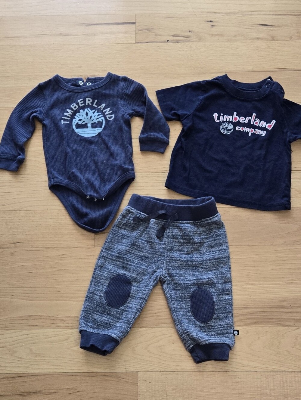 Timberland Navy Baby 3-Piece Set - Logo Bodysuit, Tee & Pants